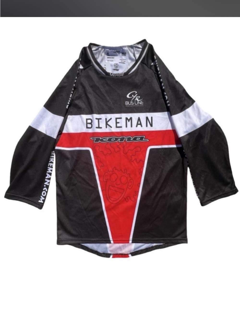 Bikeman Kona Men's Long Sleeve Jersey - Black, Red & White